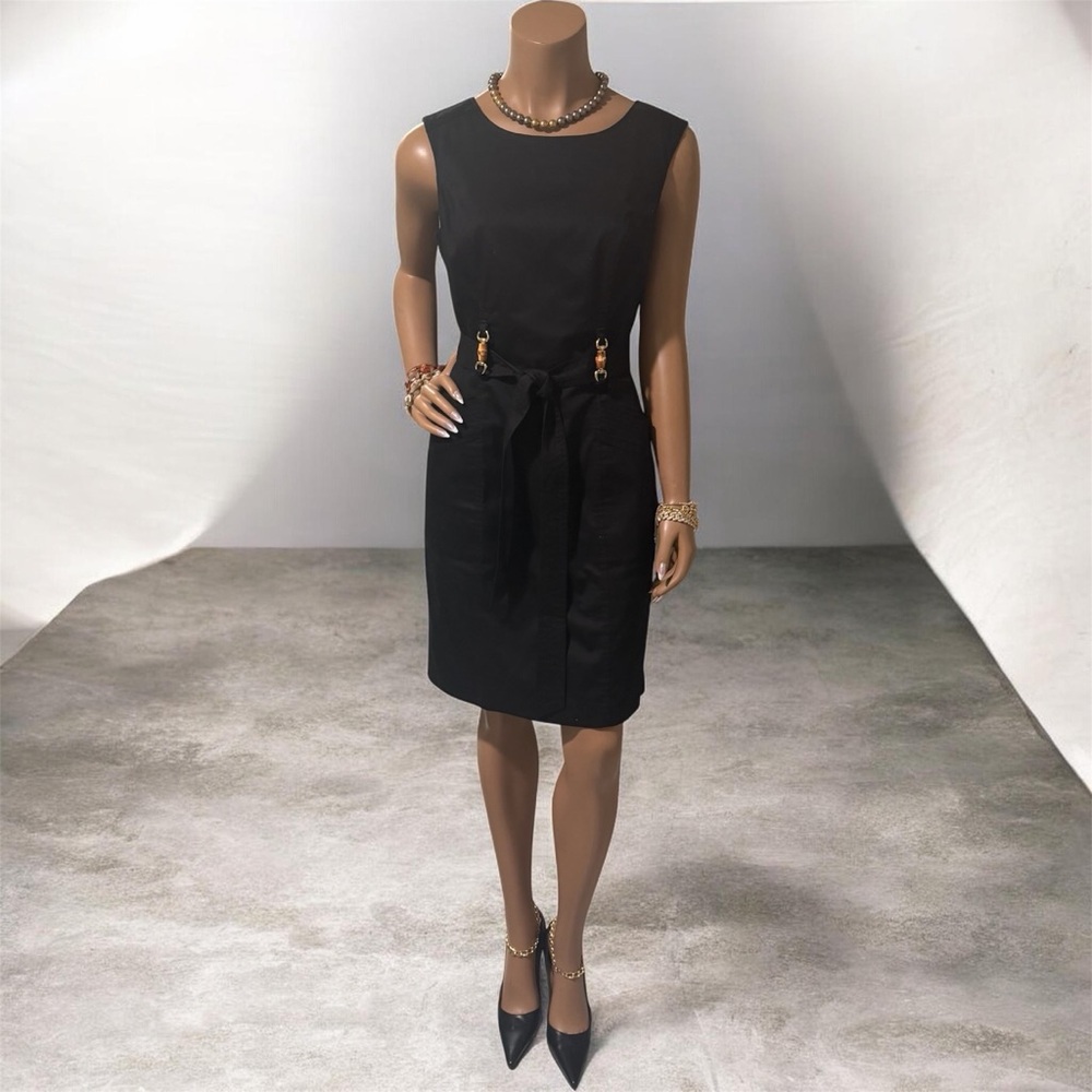 Sleek Black Sleeveless Tie-Waist Dress☑️ - Picture 6 of 8